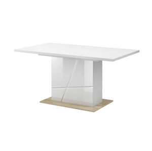 Sconto Jedálenský stôl FUTURA 10 biela vysoký lesk/dub riviéra
