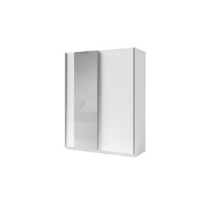 Sconto Šatníková skriňa so zrkadlom SPLIT biela, šírka 150 cm