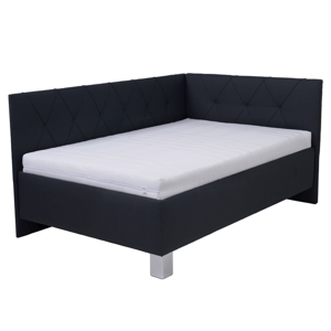 Sconto Rohová posteľ s matracom AFRODITE čierna, 90x200 cm
