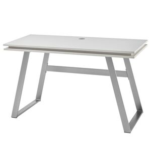 Sconto Písací stôl ALBUS 1 biela, LED RGB svietidlo