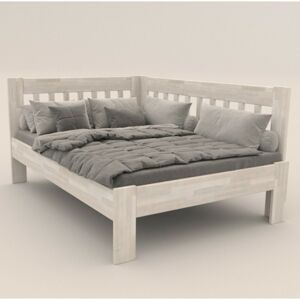 Sconto Rohová posteľ APOLONIE pravá, buk/biela, 140x200 cm