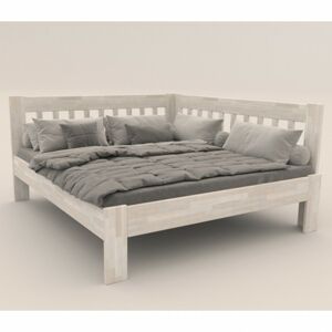 Sconto Rohová posteľ APOLONIE pravá, buk/biela, 160x200 cm