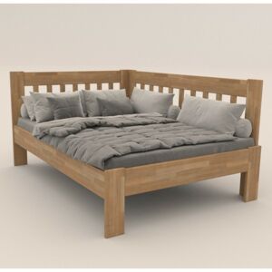 Sconto Rohová posteľ APOLONIE buk/pravá, 140x200 cm