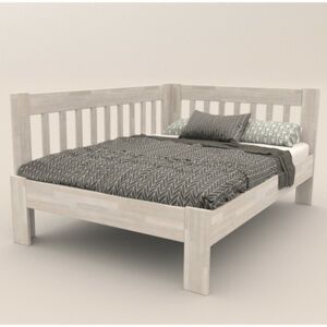 Sconto Rohová posteľ APOLONIE ľavá, buk/biela, 140x200 cm