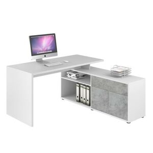 Sconto Rohový písací stôl ARLO biela/sivá