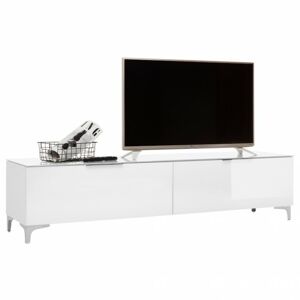 Sconto TV stolík BENTLEY biela matná/biele sklo, hĺbka 45 cm