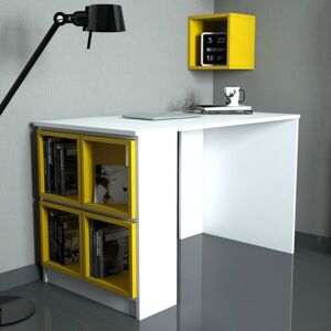 Sconto Písací stôl BOX biela/žltá