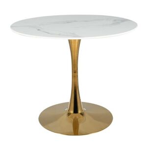 Sconto Jedálenský stôl ISPIRU biely mramor/zlatá