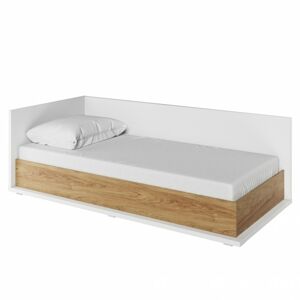 Sconto Rohová posteľ MASSI 09 L ľavá, dub hikora/biela, 90x200 cm