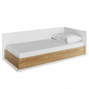 Sconto Rohová posteľ MASSI 09 P pravá, dub hikora/biela, 90x200 cm