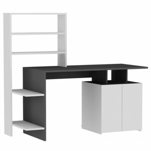 Sconto Písací stôl s regálom MELIS biela/antracitová