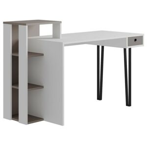 Sconto Písací stôl s regálom PICADILLY LOYD biela/svetlá mocha