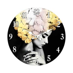 Sconto Nástenné hodiny PRINT žena/hortenzia, ⌀ 34 cm