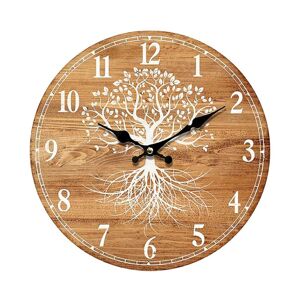 Sconto Nástenné hodiny PRINT drevo/biely strom, ⌀ 34 cm