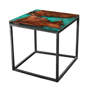 Sconto Odkladací stolík RESIN 50x50 cm, zelená/sivá