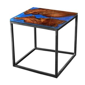 Sconto Odkladací stolík RESIN 50x50 cm, modrá/sivá