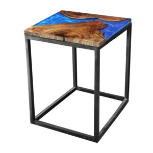 Sconto Odkladací stolík RESIN 40x40 cm, modrá/sivá