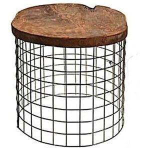 Sconto Prístavný stolík TRIEN 1 teakové drevo/kov, priemer 50 cm
